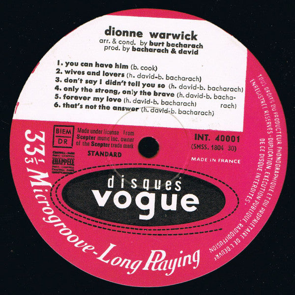 Dionne Warwick : Dionne Warwick (LP, Album, Fli)
