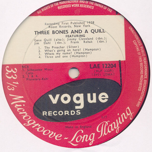 Gene Quill : 3 Bones And A Quill (LP, Album)
