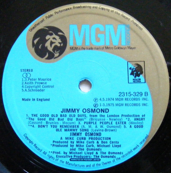 Jimmy Osmond : Jimmy Osmond (LP, Album)