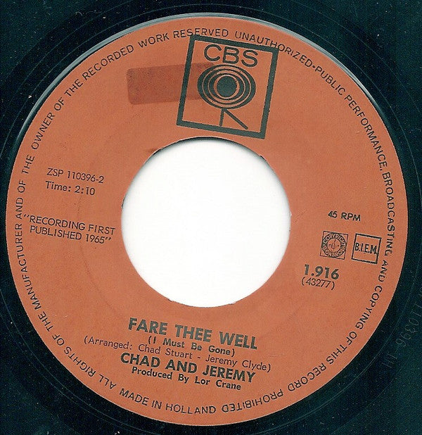 Chad & Jeremy : Before And After / Fare Thee Well (7", Single)