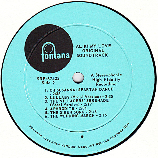 Manos Hadjidakis : Original Motion Picture Sound Track "Aliki-my Love" (LP)