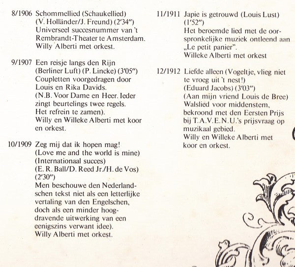 Willy & Willeke Alberti : Liedjes Die Mijn Moeder In De Keuken Zong (1860 - 1912) (LP)