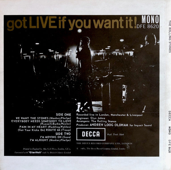 The Rolling Stones : Got Live If You Want It! (7", EP, Mono, RE, RP)