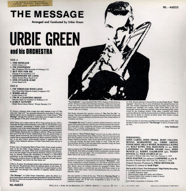 Urbie Green : The Message (LP, Album, RE)