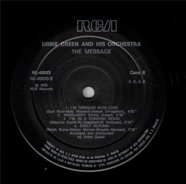 Urbie Green : The Message (LP, Album, RE)