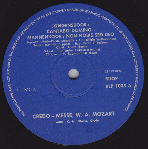 Wolfgang Amadeus Mozart : Credo-Messe KV 257 (LP)