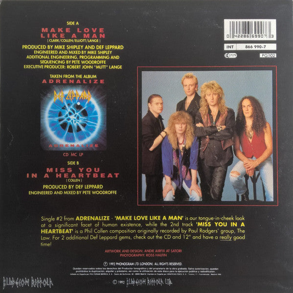 Def Leppard : Make Love Like A Man (7", Promo)