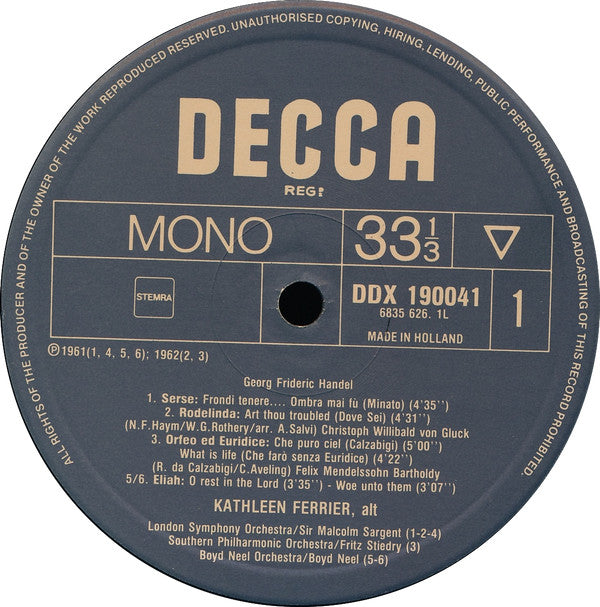 Johannes Brahms, Kathleen Ferrier : Altrapsodie (LP, Comp, Mono)
