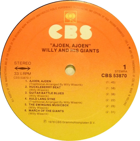 Willy and his Giants : Ajoen, Ajoen (LP, Album, RE)