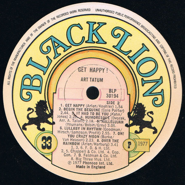 Art Tatum : Get Happy! (LP, Album)