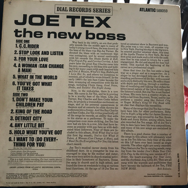 Joe Tex : The New Boss (LP, Album, RE)