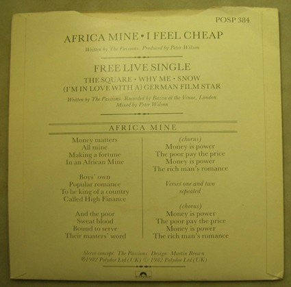 The Passions : Africa Mine (2x7", Single)