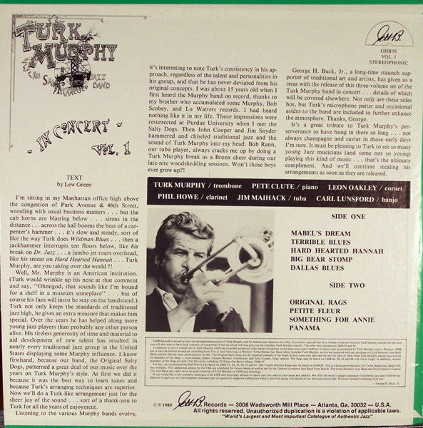 Turk Murphy's Jazz Band : In Concert - Vol. 1 (LP, Album)
