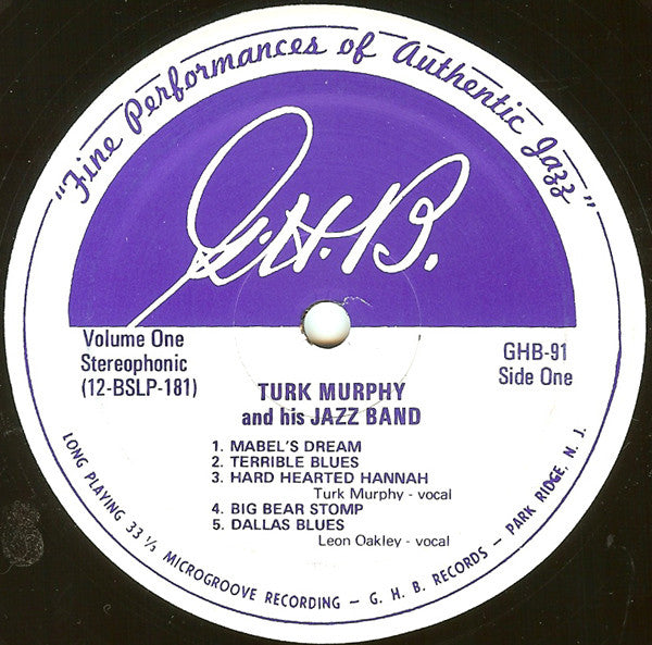 Turk Murphy's Jazz Band : In Concert - Vol. 1 (LP, Album)