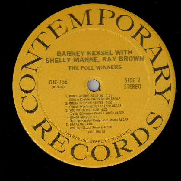 Barney Kessel With Shelly Manne, Ray Brown : The Poll Winners (LP, Album, RE)