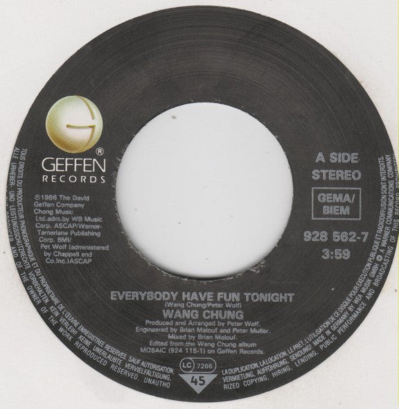 Wang Chung : Everybody Have Fun Tonight (7", Single)