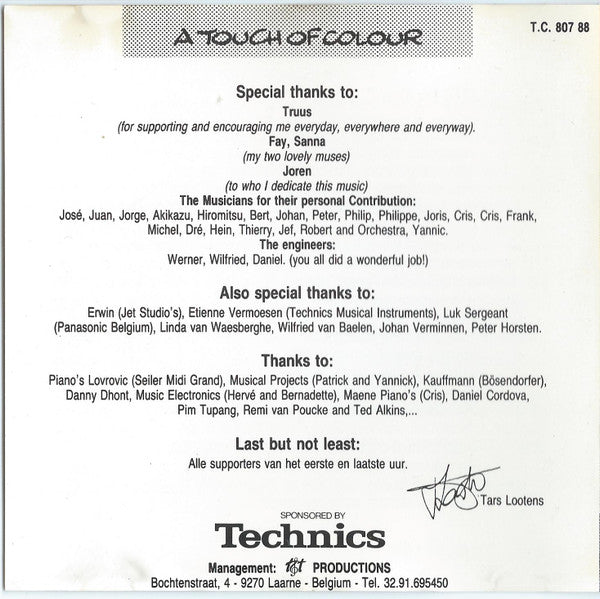 Tars Lootens : A Touch Of Colour (CD, Album)