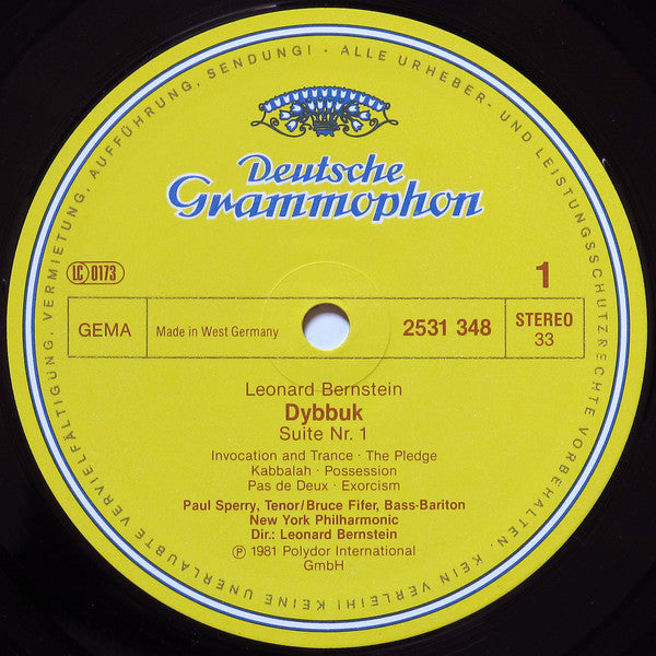 Leonard Bernstein, New York Philharmonic : Dybbuk Suites Nos. 1&2 (LP)