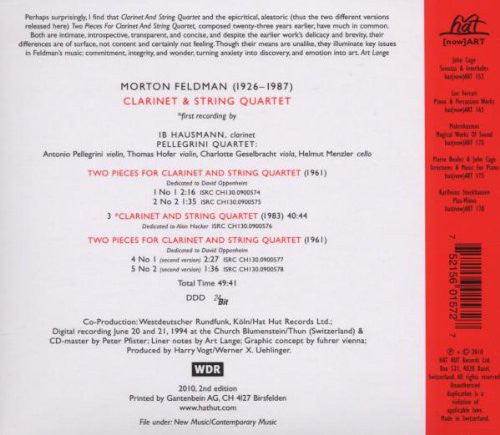 Morton Feldman : Clarinet & String Quartet (CD, Album, RE, Dig)