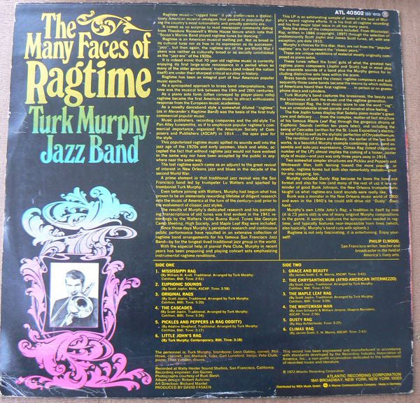 Turk Murphy's Jazz Band : The Many Faces Of Ragtime (LP, Album, RE)