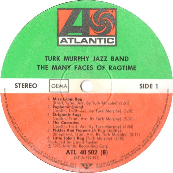 Turk Murphy's Jazz Band : The Many Faces Of Ragtime (LP, Album, RE)