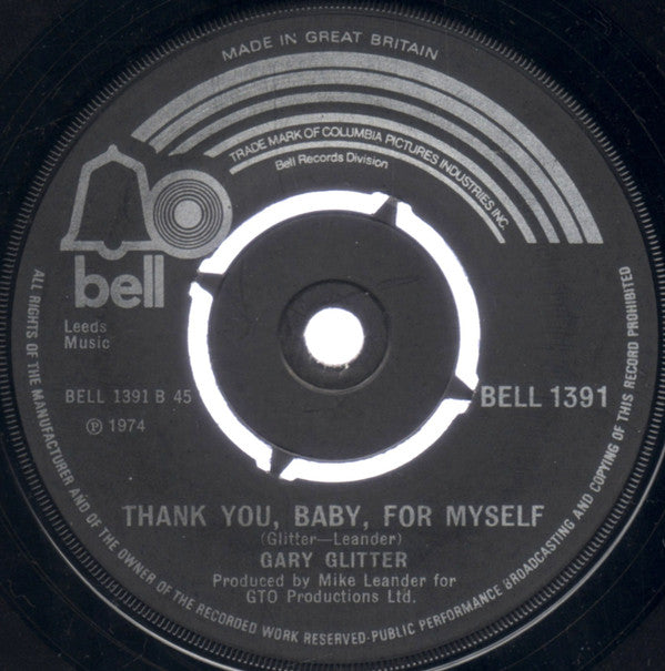 Gary Glitter : Oh Yes! You're Beautiful (7", Single, Bla)