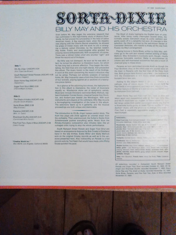 Billy May And His Orchestra : Sorta-Dixie (LP, Album, Mono, RE)