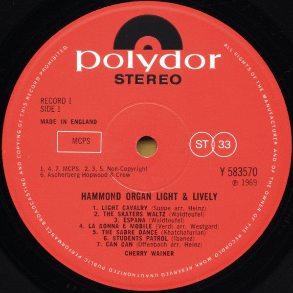Cherry Wainer : Hammond Organ Light And Lively (2xLP, Comp)