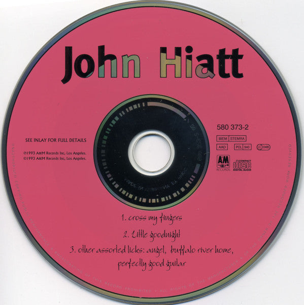 John Hiatt : Cross My Fingers (CD, Single)