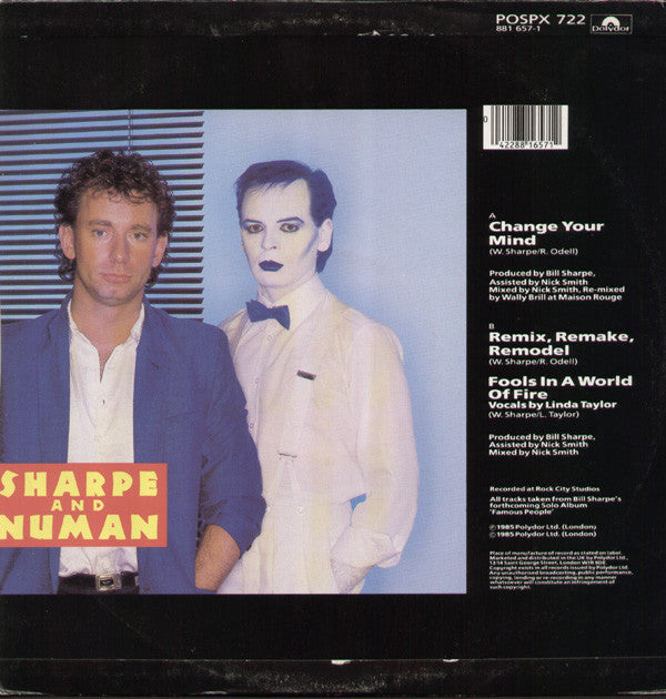 Sharpe And Numan* : Change Your Mind (12", Single)