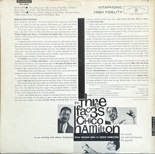 The Chico Hamilton Quintet : The Three Faces Of Chico (LP, Album, Mono)