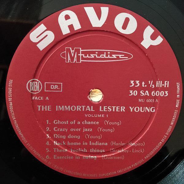 Lester Young : The Immortal Lester Young (LP, Comp, RE)