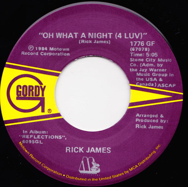 Rick James : Can't Stop / Oh What A Night (4 Luv) (7")