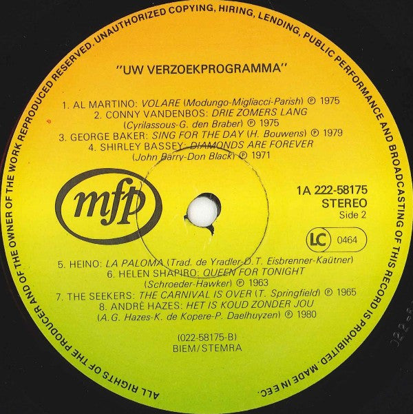 Various : Uw Verzoekprogramma 1 (LP, Comp)