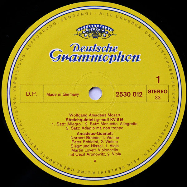 Wolfgang Amadeus Mozart, Gerd Seifert, Amadeus-Quartett, Cecil Aronowitz : Streichquintett G-Moll KV 516 Hornquintett ES-Dur KV 407 (LP)
