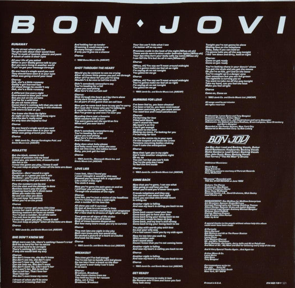 Bon Jovi : Bon Jovi (LP, Album, PRC)