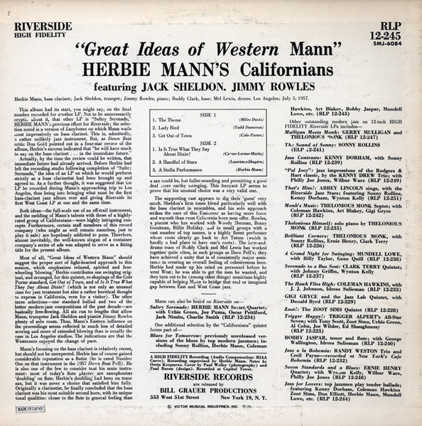 Herbie Mann's Californians : Great Ideas Of Western Mann (LP, Album, Mono, RE)