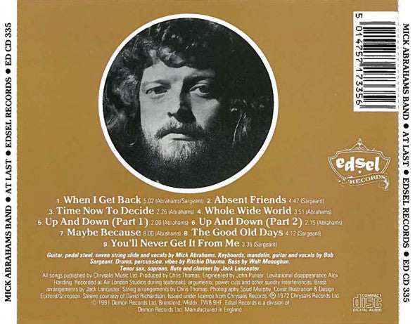 Mick Abrahams Band : At Last (CD, Album, RE)