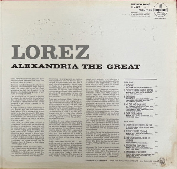 Lorez Alexandria : Alexandria The Great (LP, Album)