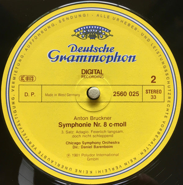 Anton Bruckner, Daniel Barenboim, Chicago Symphony Orchestra & Chorus*, Jessye Norman, Yvonne Minton, David Rendall, Samuel Ramey : Symphonie No. 8 - Te Deum (2xLP)