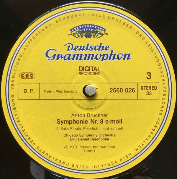 Anton Bruckner, Daniel Barenboim, Chicago Symphony Orchestra & Chorus*, Jessye Norman, Yvonne Minton, David Rendall, Samuel Ramey : Symphonie No. 8 - Te Deum (2xLP)