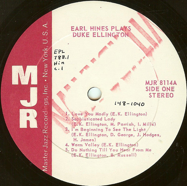 Earl Hines : Earl Hines Plays Duke Ellington (LP, Album)