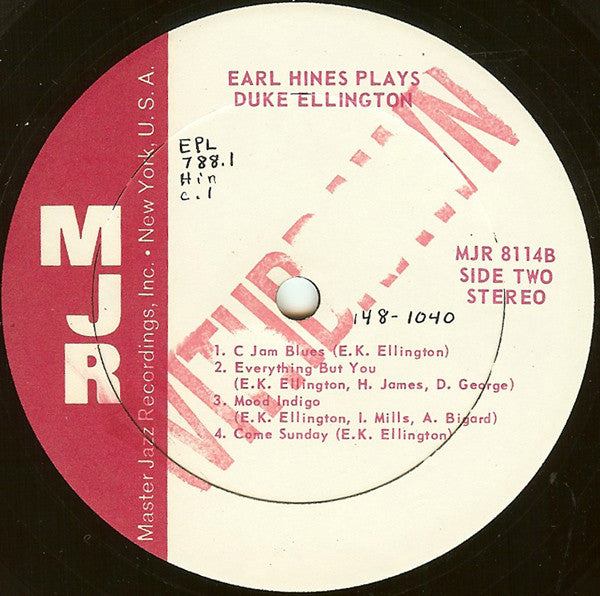 Earl Hines : Earl Hines Plays Duke Ellington (LP, Album)