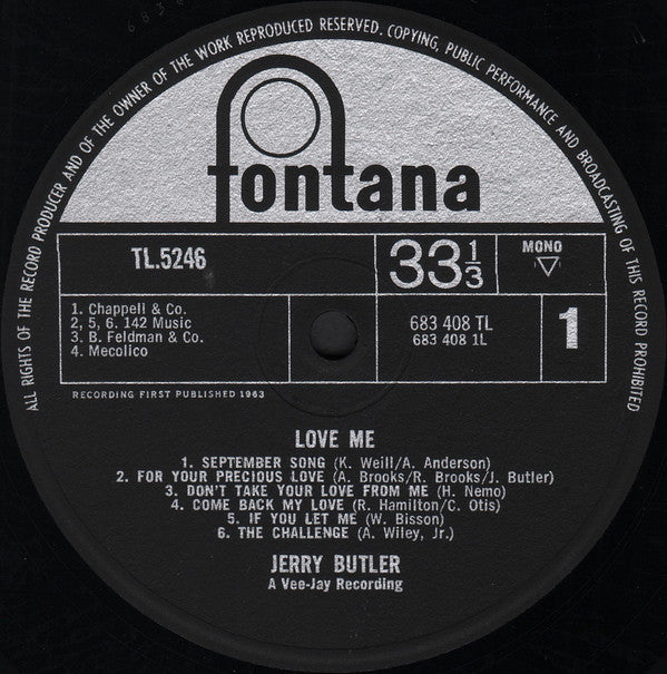 Jerry Butler : Love Me (LP, Mono)