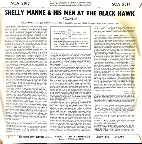 Shelly Manne & His Men : At The Black Hawk, Vol. 3 (LP, Album)