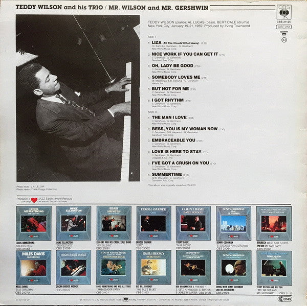 Teddy Wilson Trio : Mr. Wilson And Mr. Gershwin (LP, Album, RE)