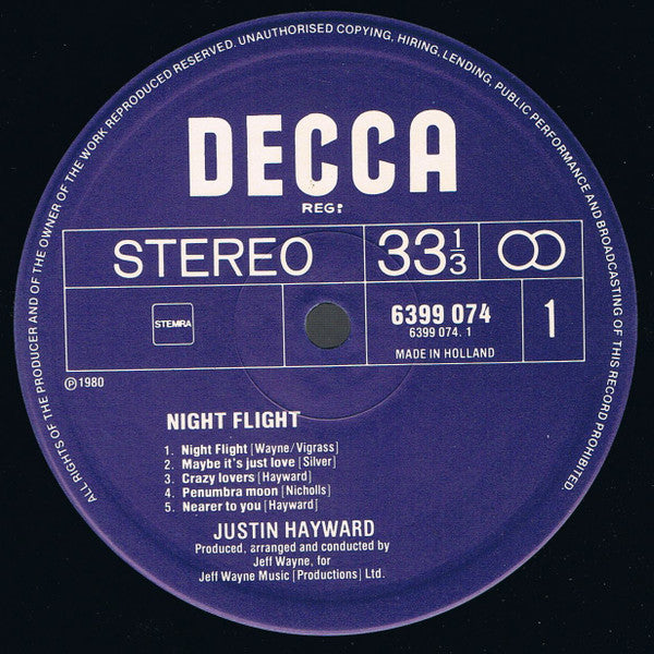 Justin Hayward : Night Flight (LP, Album)