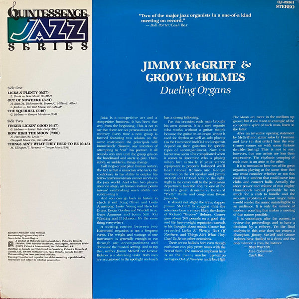 Jimmy McGriff, Richard "Groove" Holmes : Dueling Organs (LP, Album, RE, RM)