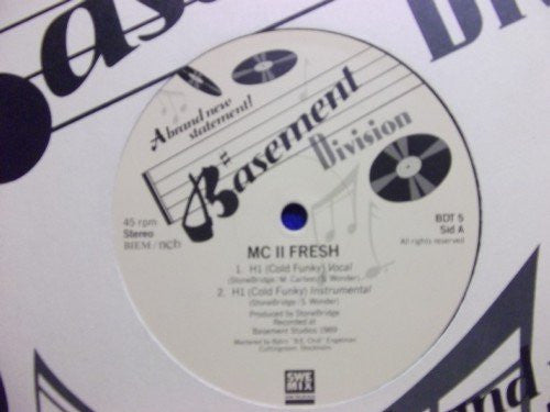 MC II Fresh / StoneBridge : H1 (Cold Funky) / Jazzy John's Freestyle Dub (12")