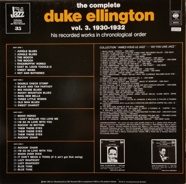 Duke Ellington : The Complete Duke Ellington Vol. 3  1930-1932 (2xLP, Comp, Mono)